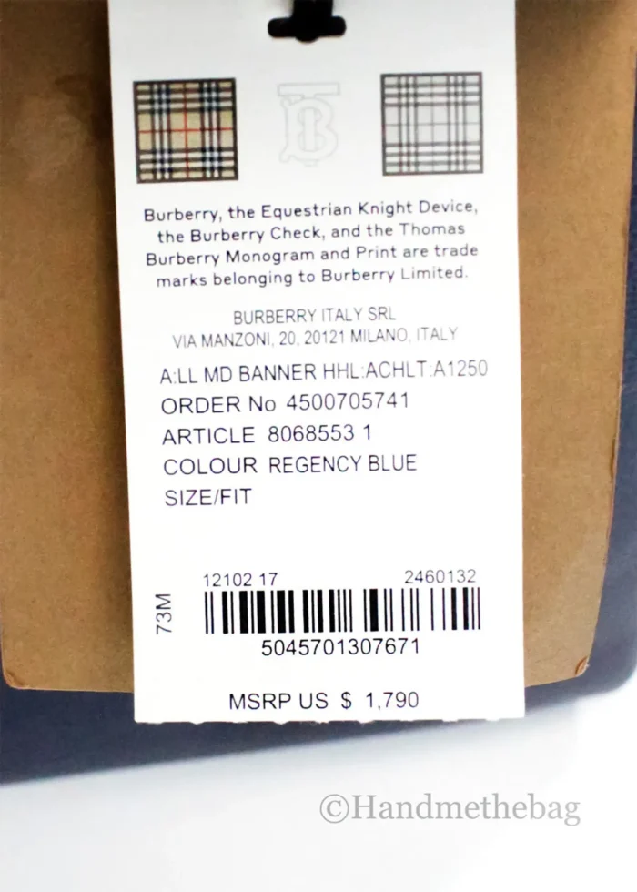 Burberry Banner Medium Regency Blue Leather Tote Bag - Image 4