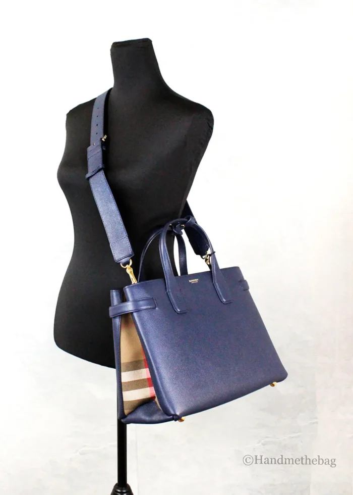 Burberry Banner Medium Regency Blue Leather Tote Bag - Image 6